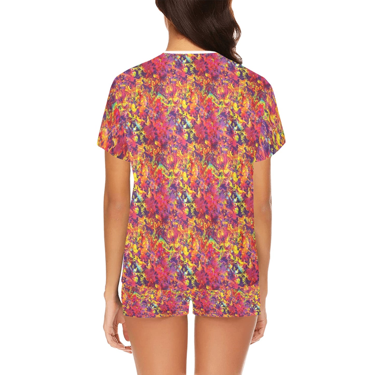 Splatter Print Design LKS303 Women's Short Pajama Set