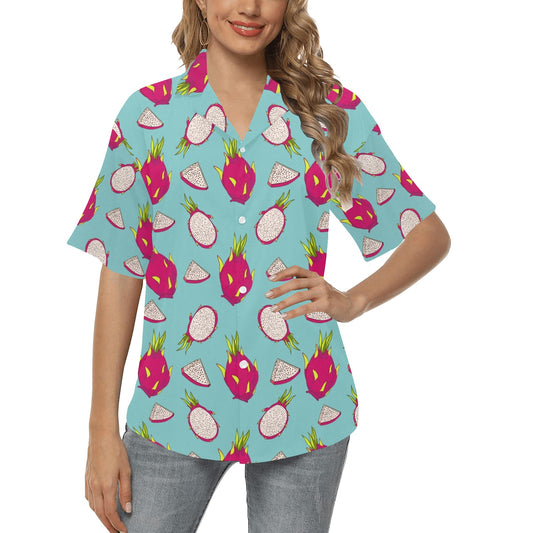 Dragonfruit Pattern Print Design DF01 Women's Hawaiian Shirt
