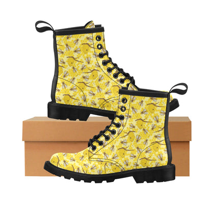 Bee With Honeycomb Print Design LKS302 Women's Boots