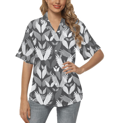 Angel Wings Pattern Design Themed Print Women's Hawaiian Shirt