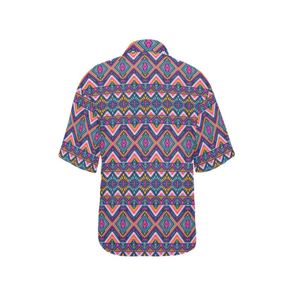 Indian Navajo Pink Themed Design Print Women's Hawaiian Shirt