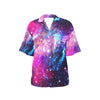 Galaxy Night Purple Space Print Women's Hawaiian Shirt