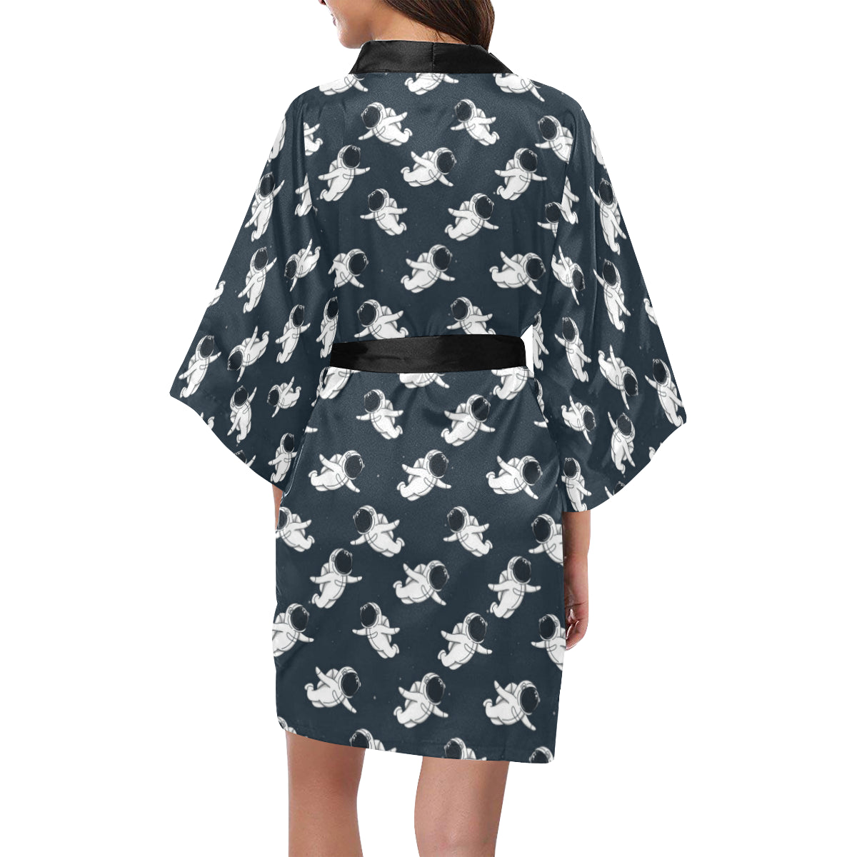 Astronaut Pattern Print Design 02 Women's Short Kimono