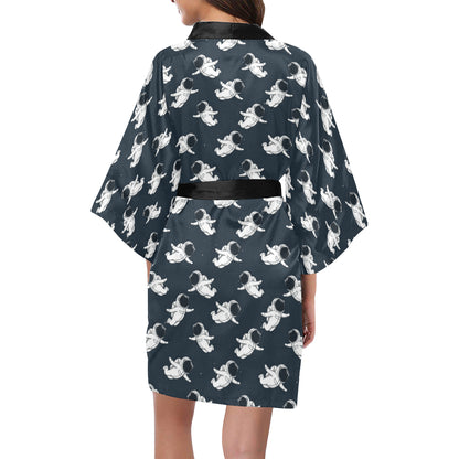 Astronaut Pattern Print Design 02 Women's Short Kimono