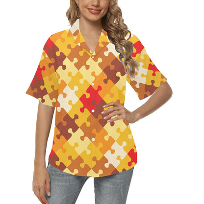 Puzzle Pattern Print Design A01 Women's Hawaiian Shirt