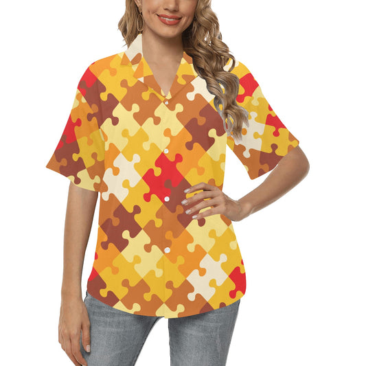 Puzzle Pattern Print Design A01 Women's Hawaiian Shirt