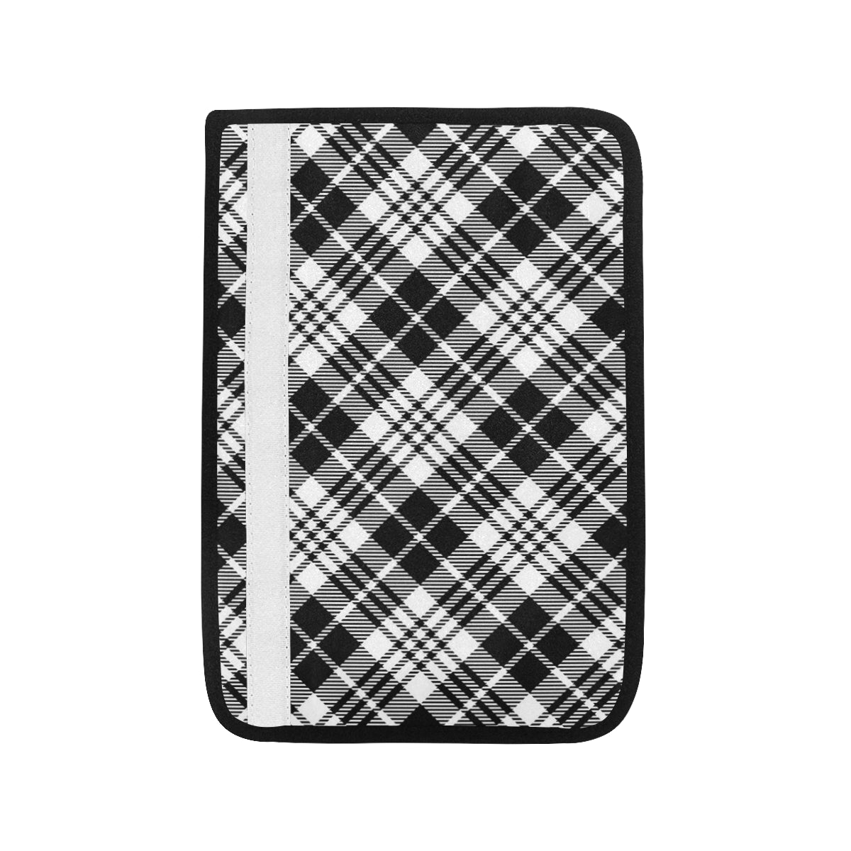 Plaid Black White Pattern Print Design A02 Car Seat Belt Cover