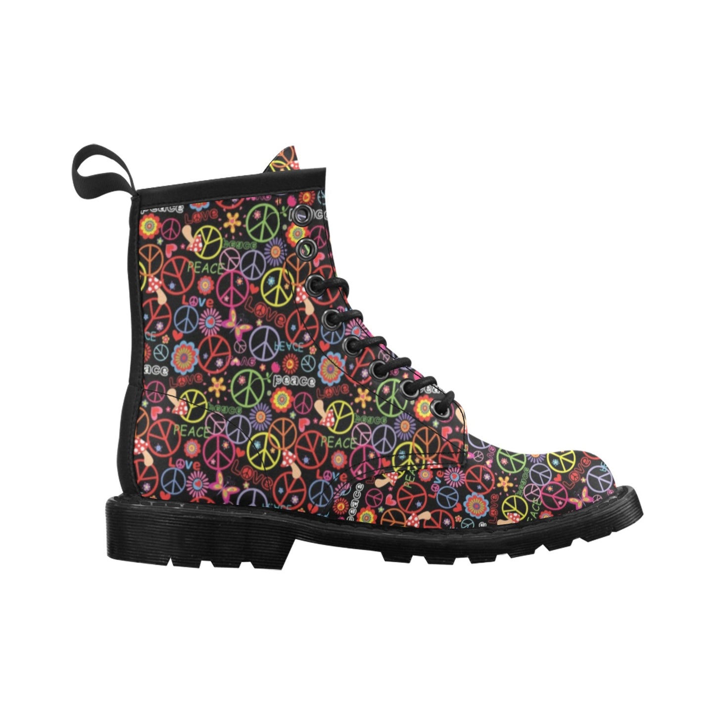 Peace Sign Colorful Design Print Women's Boots