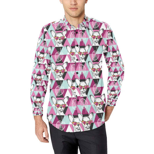 Chihuahua Cute Triangle Pattern Men's Long Sleeve Shirt