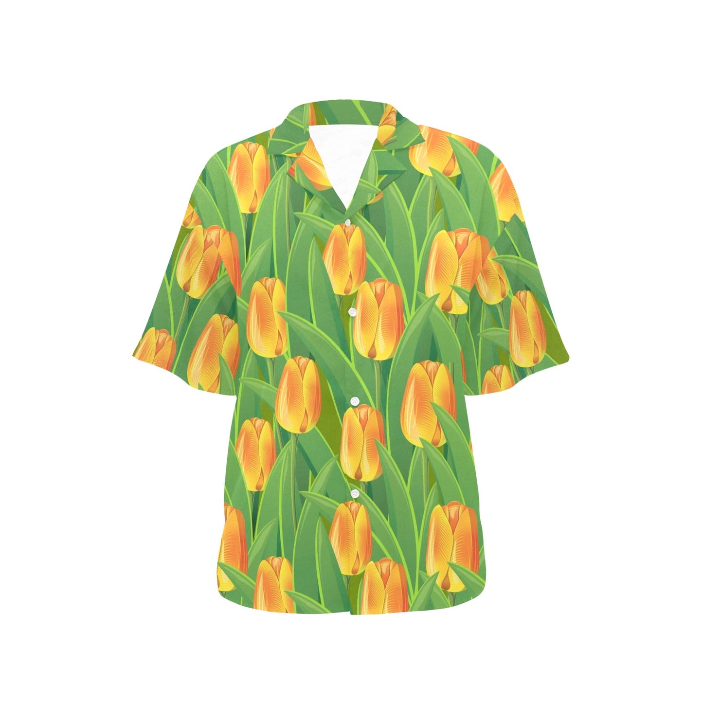 Tulip Orange Pattern Print Design TP07 Women's Hawaiian Shirt