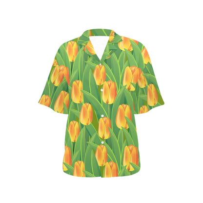 Tulip Orange Pattern Print Design TP07 Women's Hawaiian Shirt