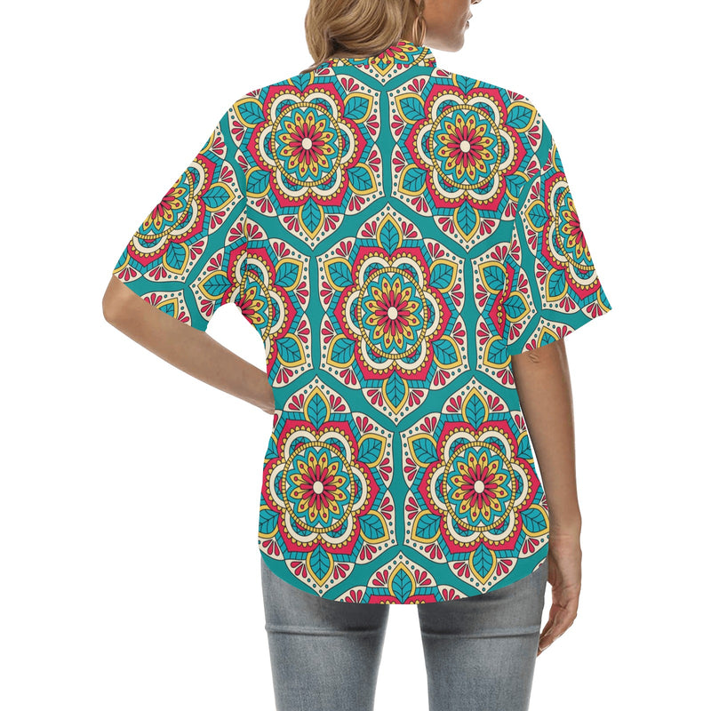 Mandala Pattern Print Design 03 Women's Hawaiian Shirt