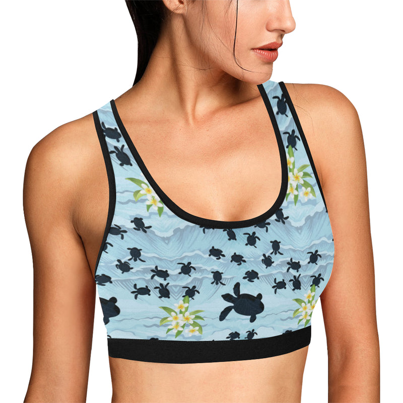 Sea Turtle Pattern Print Design T011 Sports Bra