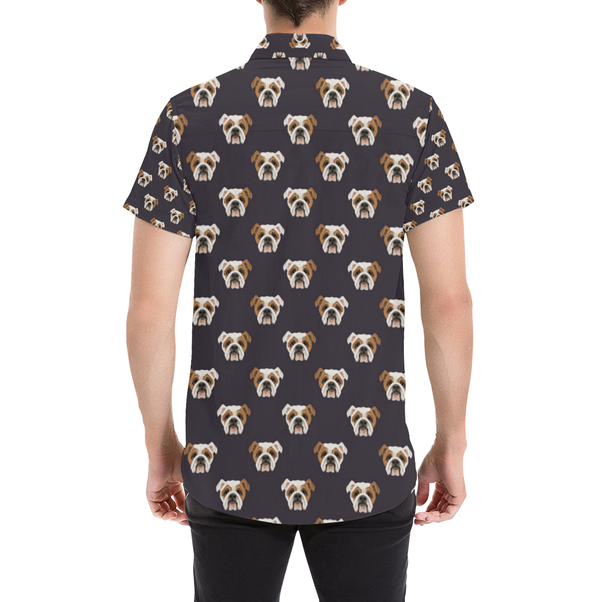 Bulldogs Pattern Print Design 03 Men's Short Sleeve Button Up Shirt