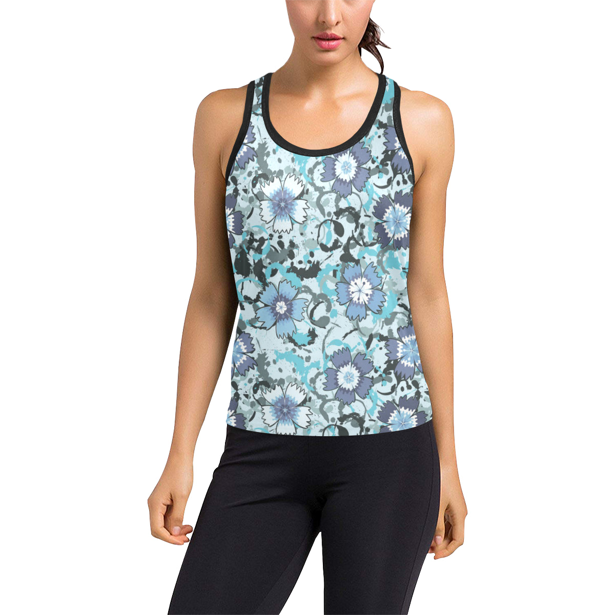 Carnations Pattern Print Design CN04 Women's Racerback Tank Top