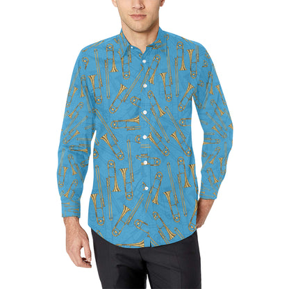 Trombone Pattern Print Design 01 Men's Long Sleeve Shirt