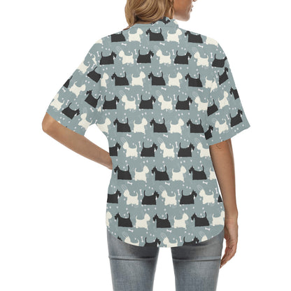 Scottish Terriers Print Design LKS301 Women's Hawaiian Shirt