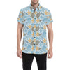 Polynesian Jellyfish Turtle Print Men's Short Sleeve Button Up Shirt