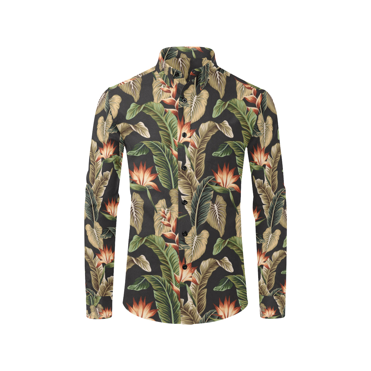 Tropical Flower Pattern Print Design TF014 Men's Long Sleeve Shirt