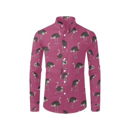Emu Pattern Print Design 02 Men's Long Sleeve Shirt