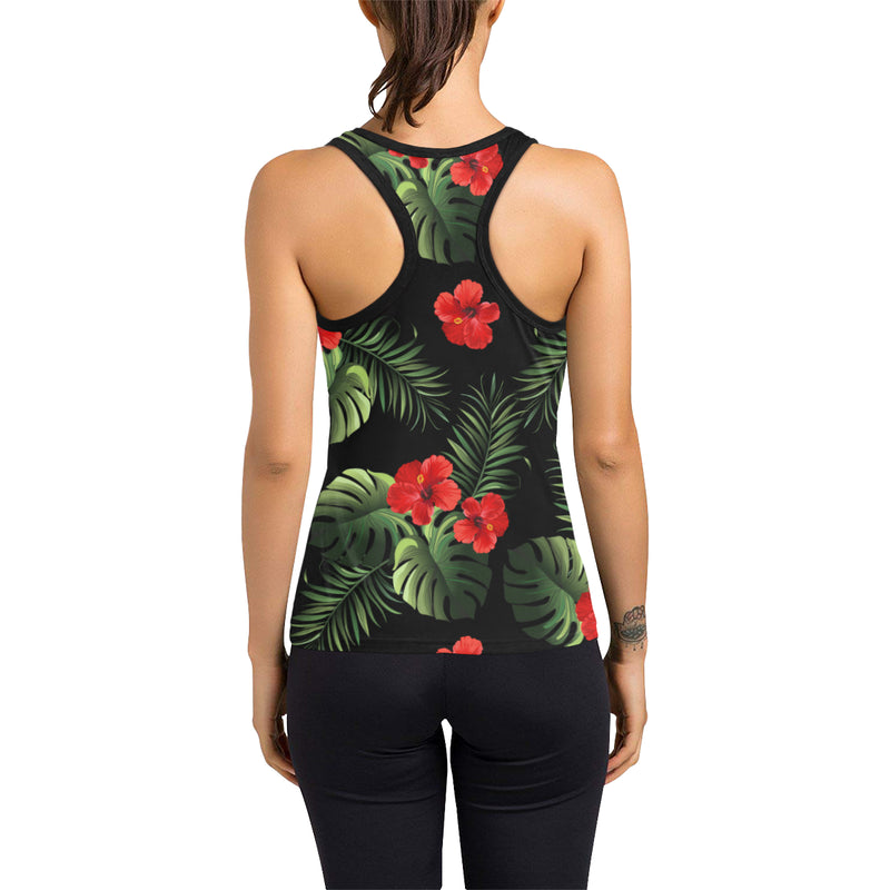 Red Hibiscus Tropical Women's Racerback Tank Top