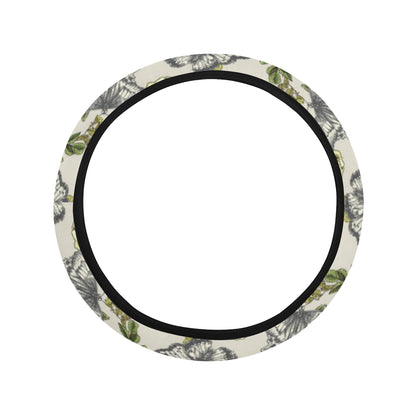 Butterfly Flower Pattern Print Design 06 Steering Wheel Cover with Elastic Edge