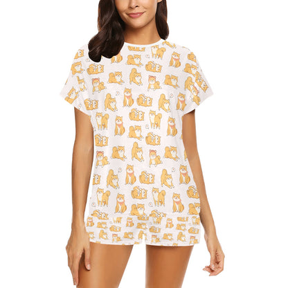 Shiba Inu Print Design LKS308 Women's Short Pajama Set