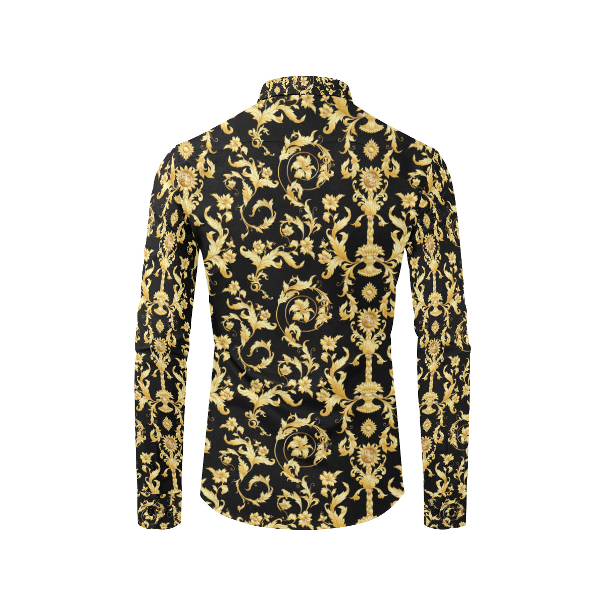 Baroque Golden Pattern Print Design 04 Men's Long Sleeve Shirt