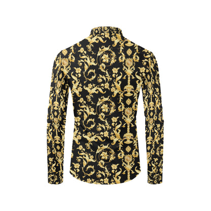 Baroque Golden Pattern Print Design 04 Men's Long Sleeve Shirt