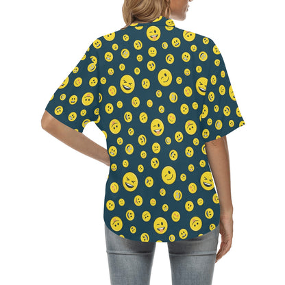 Smiley Face Emoji Print Design LKS301 Women's Hawaiian Shirt