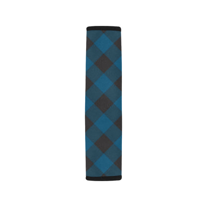 Plaid Blue Pattern Print Design A04 Car Seat Belt Cover