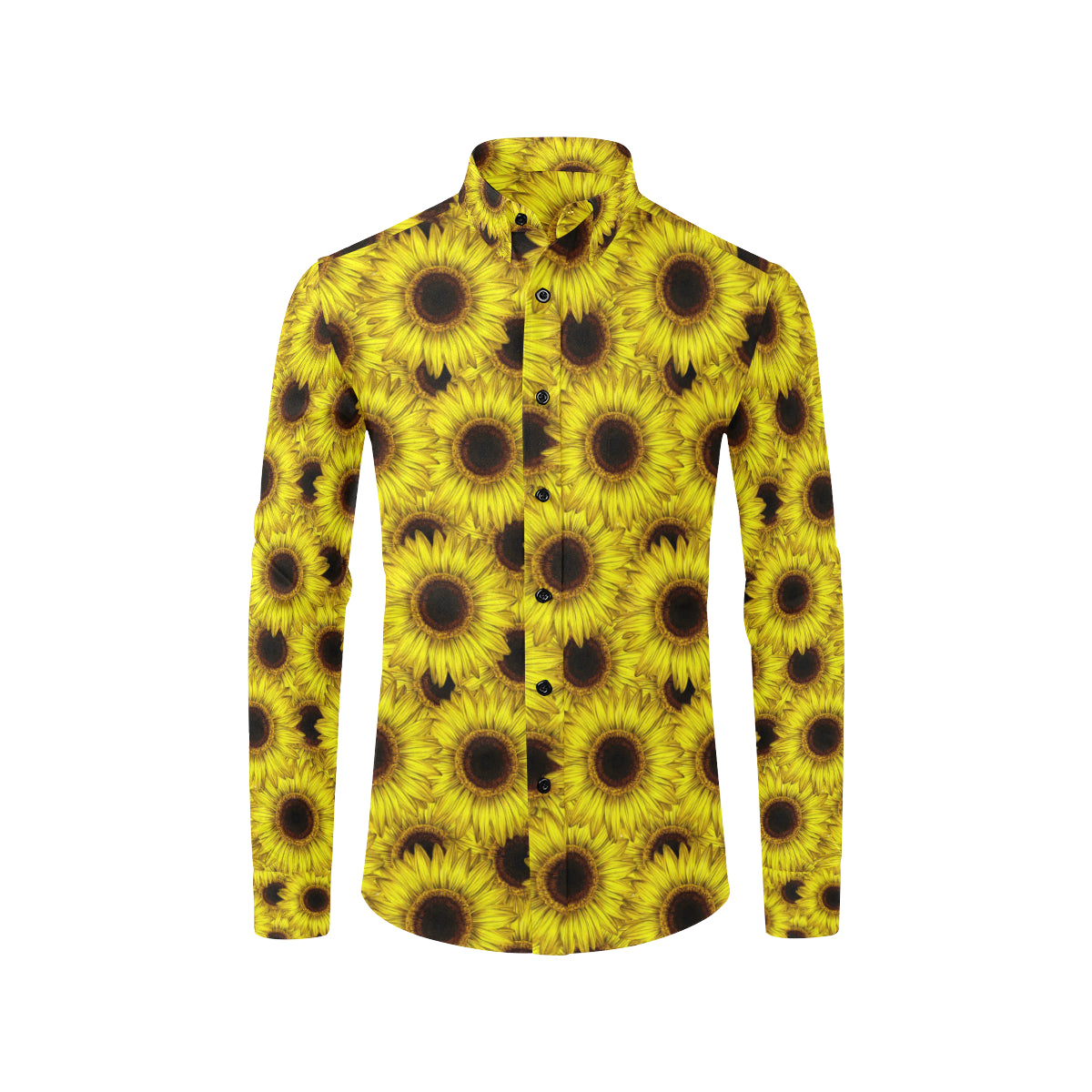 Sunflower Pattern Print Design SF011 Men's Long Sleeve Shirt