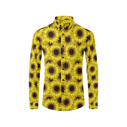 Sunflower Pattern Print Design SF011 Men's Long Sleeve Shirt