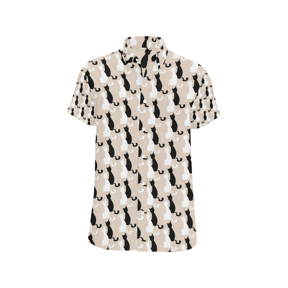 Cat Pattern Print Design 04 Men's Short Sleeve Button Up Shirt