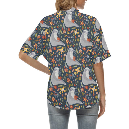 Sloth Print Design LKS303 Women's Hawaiian Shirt