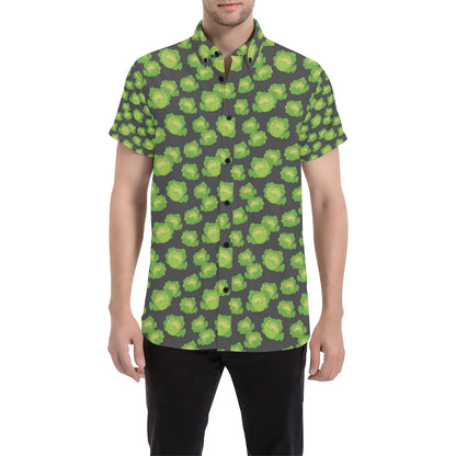 Cabbage Pattern Print Design 01 Men's Short Sleeve Button Up Shirt