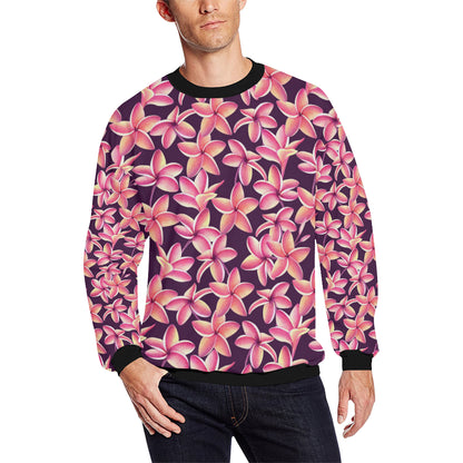 Purple Plumeria Pattern Print Design PM010 Men Long Sleeve Sweatshirt
