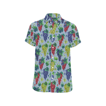 Grape Pattern Print Design GP06 Men's Short Sleeve Button Up Shirt