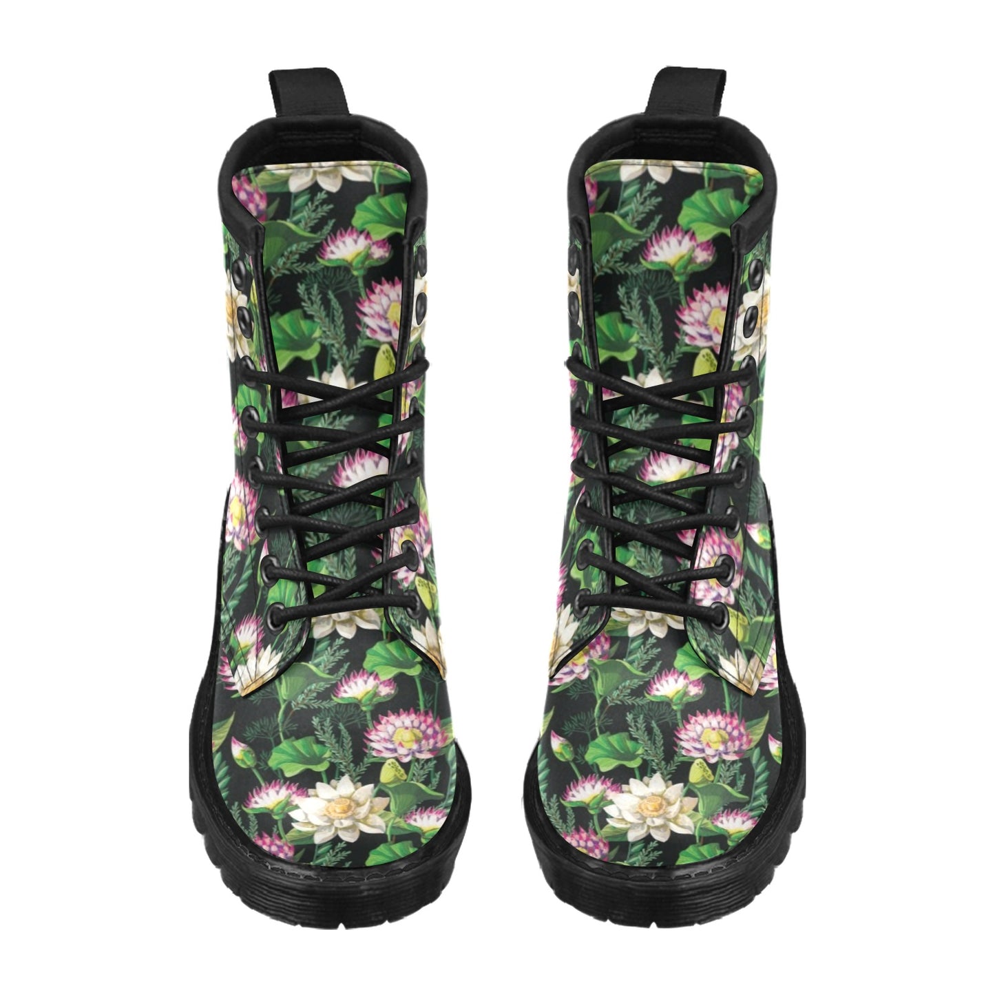 Water Lily Pattern Print Design WL010 Women's Boots