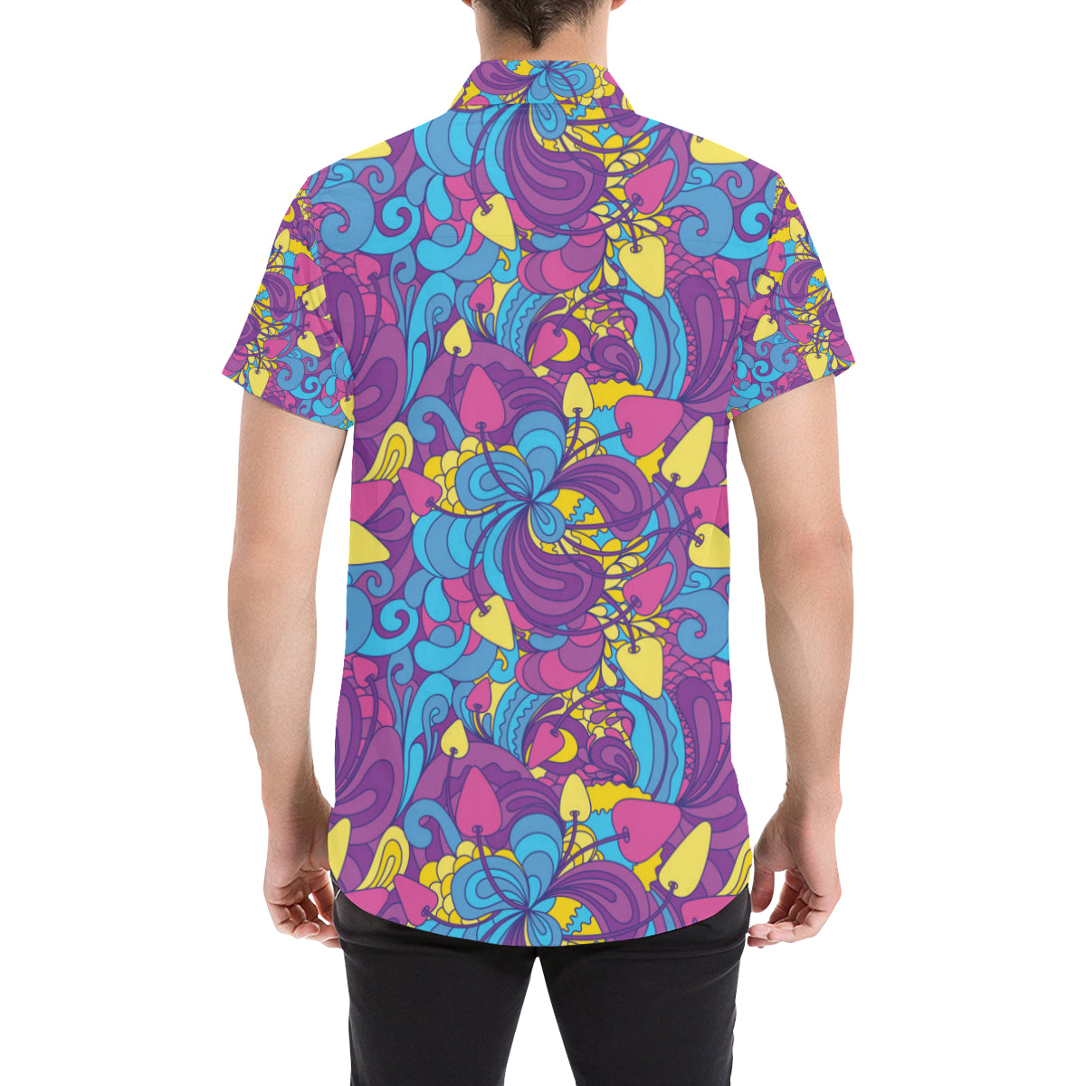 Psychedelic Mushroom Pattern Print Design A03 Men's Short Sleeve Button Up Shirt