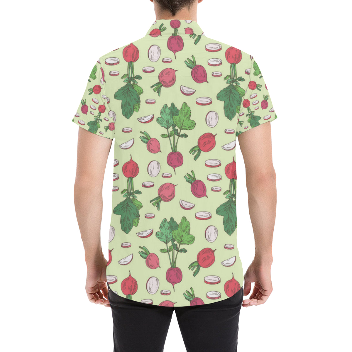 Radish Pattern Print Design A04 Men's Short Sleeve Button Up Shirt
