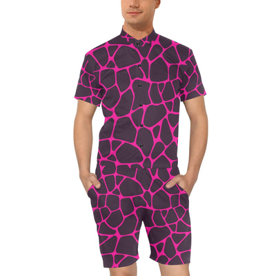 Giraffe Pink Background Texture Print Men's Romper