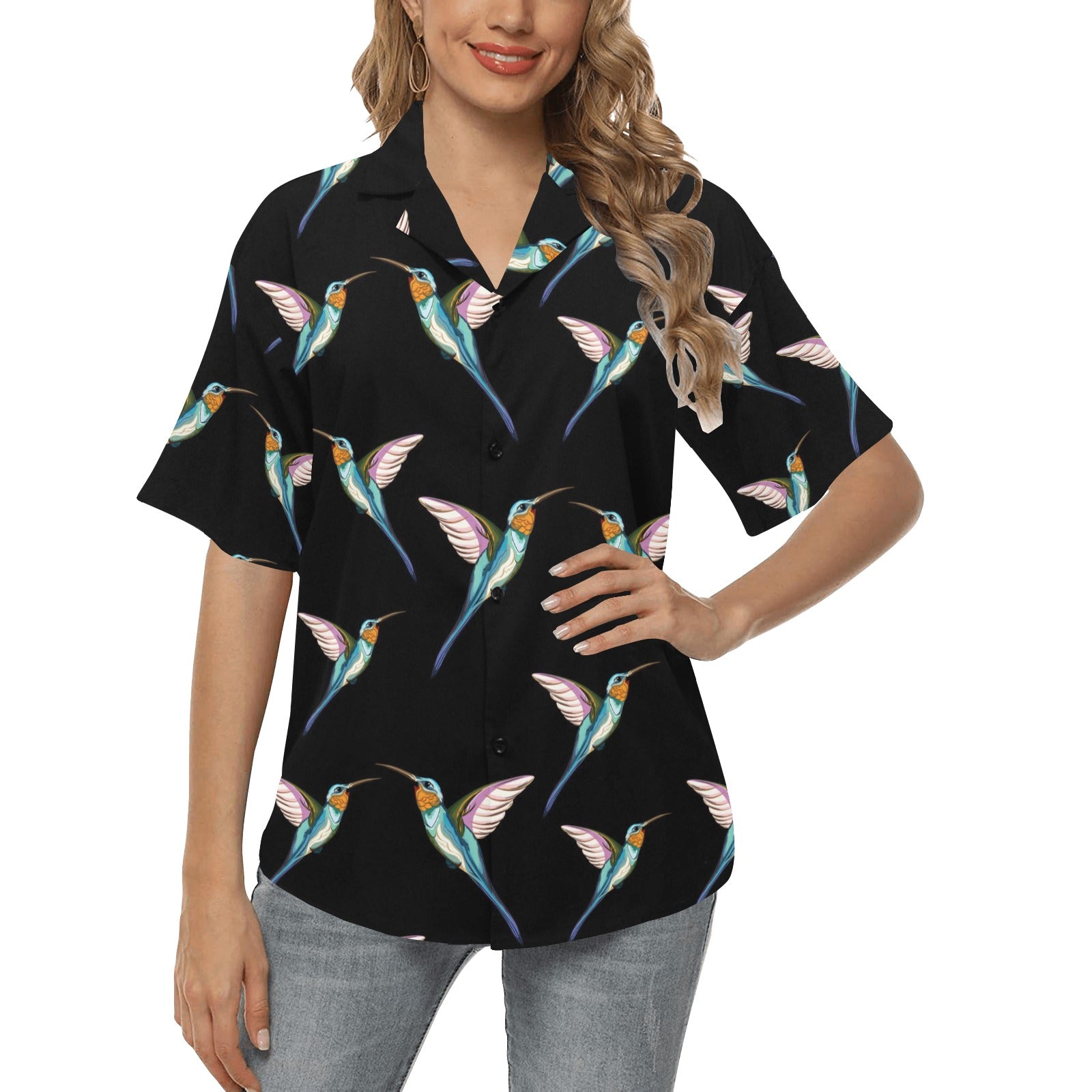 Hummingbird Pattern Print Design 06 Women's Hawaiian Shirt