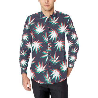 Pot Leaf Pattern Print Design A01 Men's Long Sleeve Shirt