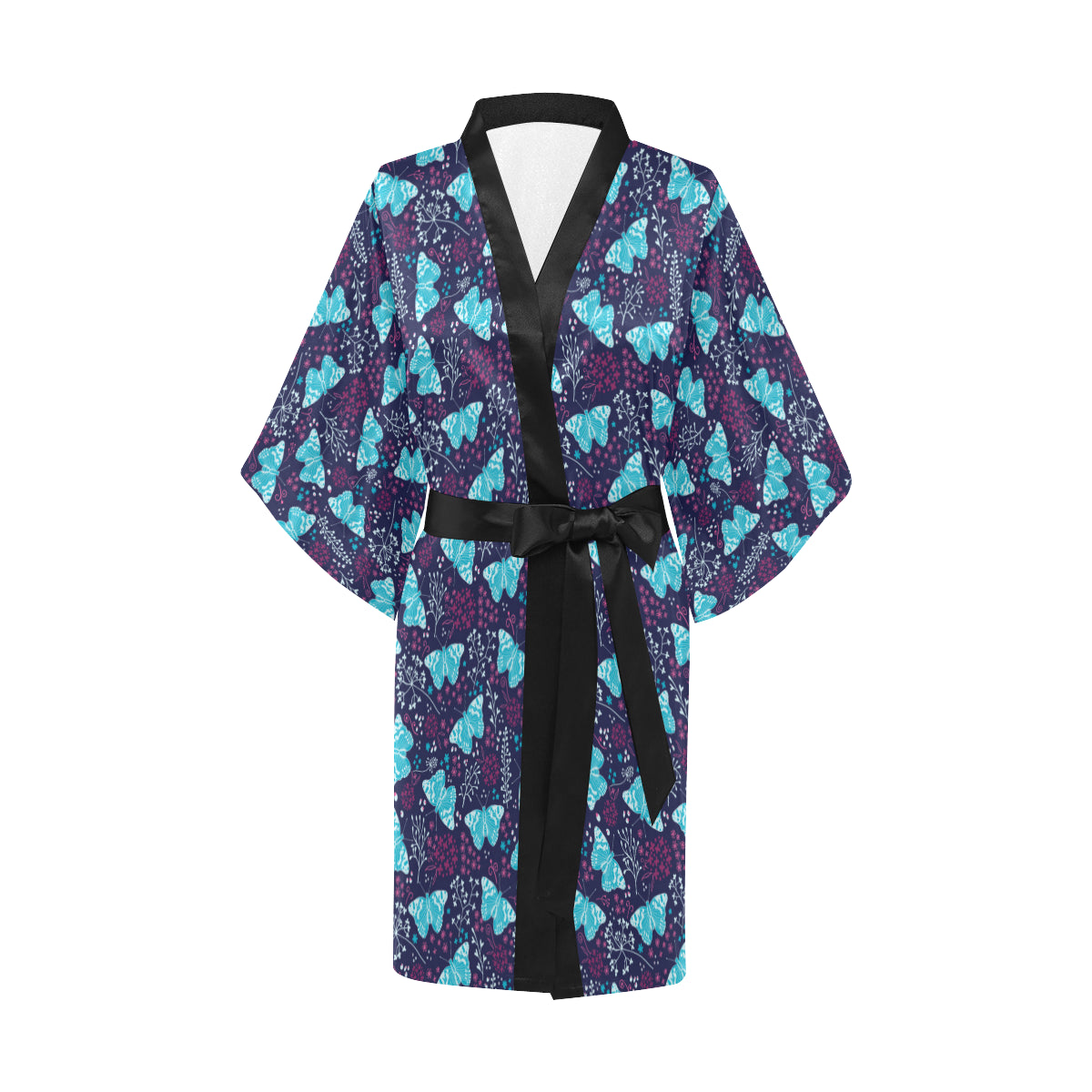 Butterfly Pattern Print Design 011 Women's Short Kimono