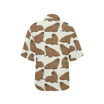 Walrus Pattern Print Design 03 Women's Hawaiian Shirt