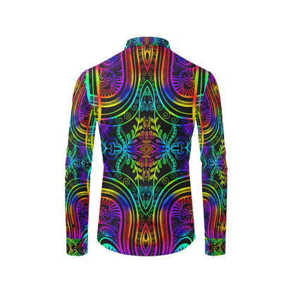 Neon Trible Rainbow Pattern Print Design A01 Men's Long Sleeve Shirt