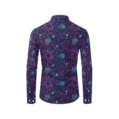 Zodiac Galaxy Design Print Men's Long Sleeve Shirt