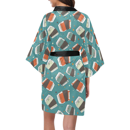 Accordion Pattern Print Design 02 Women's Short Kimono