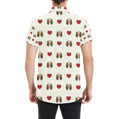 Cavalier King Charles Spaniels Pattern Print Desig Men's Short Sleeve Button Up Shirt